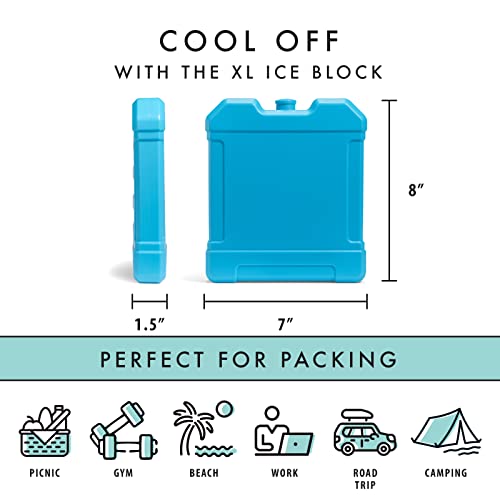 Cool Coolers by Fit + Fresh, XL Cooler Ice Block, Large and Powerful Ice Pack, Perfect for Insulated Cooler, Beach Bag, Ba...