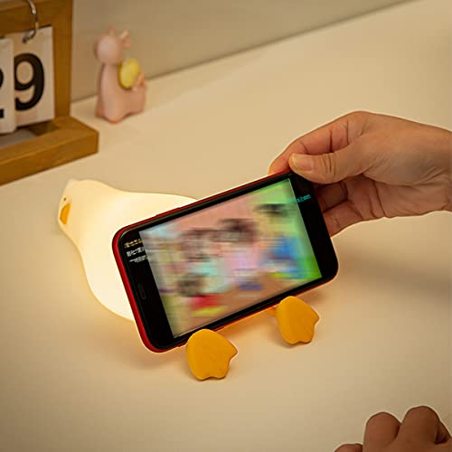 HAPPYBAG LED Lying Flat Duck Night Light, 3 Level Dimmable Nursery Nightlight,Cute Lamps Silicone Squishy Light Up Duck,Re...