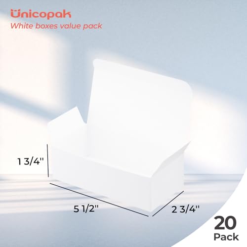 UnicoPak 20 Pack White Small Gift Boxes, 1/2 Lb. Candy Boxes, Food-grade Material, Ideal for Food or Gift Packaging, Gifti...