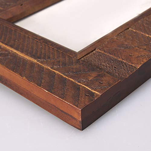 Eosglac Wooden Picture Frame 8x10 inch, Wood Plank Design with Rustic Brown Finish, Wall Mounting or Tabletop Display, Han...