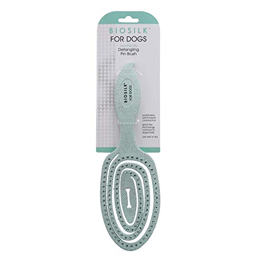 BioSilk for Pets Eco Friendly Detangling Pin Brush for Dogs, Gentle Dog Grooming Brush Designed to Help Remove Knots and T...