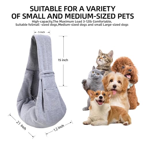 Dog Carrier Sling - Reversible Puppy Carrier Purse with Storage Pocket, Hand-Free Dog Sling Carrier for Carry Small Dogs a...