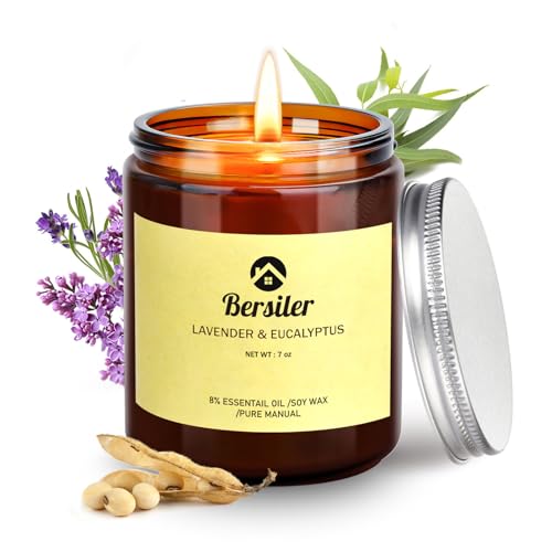 Bersiler Aromatherapy Candles, Scented Candles, 7OZ Lavender Eucalyptus Candles Stress Relief and Relax for Home & Bedroom...