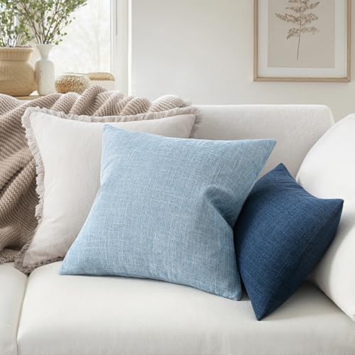 MIULEE Pack of 2 Decorative Linen Burlap Textured Pillow Covers Farmhouse Boho Accent Pillowcases Spring Coastal Home Deco...