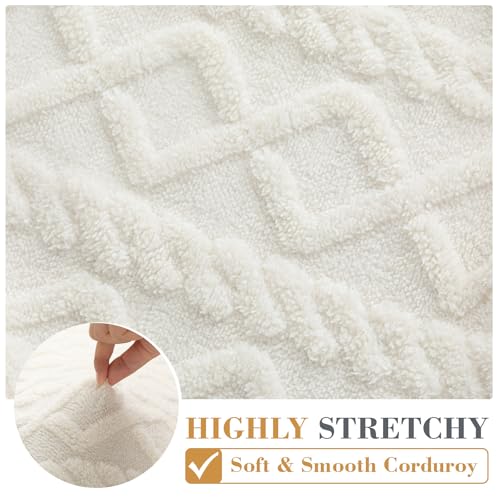 Gilprop 3 Pcs Couch Cushion Covers for Sofa Stretch Jacquard Cable Knit Seat Cover Washable Sofa Slip Covers with Elastic ...