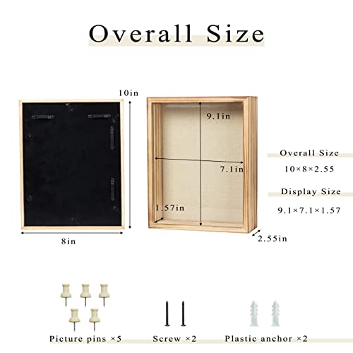Increased Fire Shadow Box Frame 8x10 Shadow Box Display Case with Linen Back of Awards Memorabilia Flower, Pictures, Keeps...