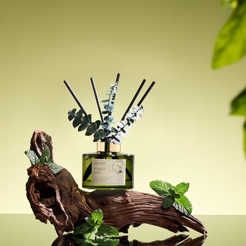 Airkeep Reed Diffuser Set with 6.76 fl oz Forest Mist Scent Essential Oils and 3 Leaves & 8 Diffuser Sticks,Bathroom Shelf...