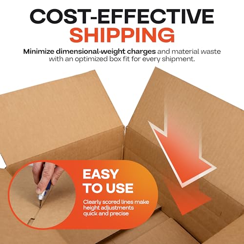 Multi-Depth Corrugated Shipping Boxes, 14"L x 12"W x 6"H, Pack of 5 - USA-Made Boxes for Moving, Storage & Small Business ...