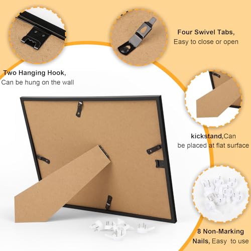 YixangDD 5 Pack Certificate Frames 8.5 x 11, College Diploma Frame with Clear Plexiglass, Black Degree Document Frame for ...