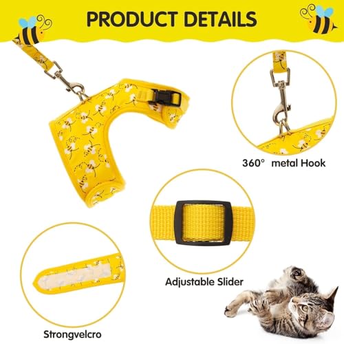 BINGPET Cat Harness with Leash and Collar for Walking - Escape Proof with 59 Inches Leash - Adjustable Soft Vest Harnesses...