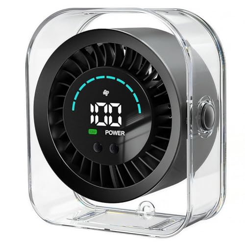 Zaardend Small Desk Fan, Quiet Desktop Fan with Turbo Airflow, Rechargeable Mini Table Fan 100 Speed Wind Adjustable, Trav...