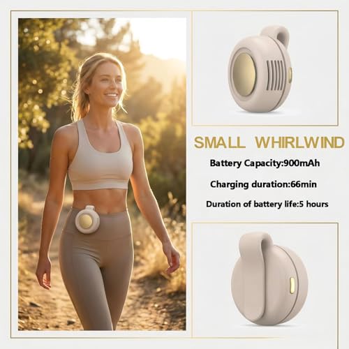 PKZQCD Portable Silent Mini Bladeless Electric fan Clip-On,3-Speed Rotatable Hands-Free Clip-On Fan for Shirt and Waist,Po...