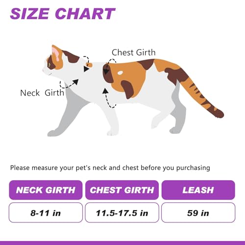 VKPETFR Cat Harness and Leash Set with Airtag Holder for Walking & Travelling, Escape Proof Cat Harness for Small Medium L...