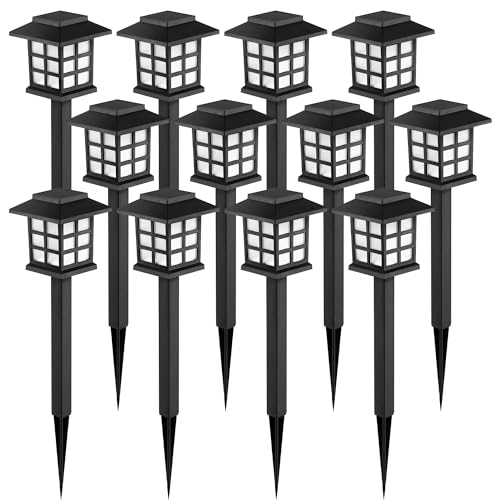 GIGALUMI Solar Outdoor Lights,12 Pack LED Solar Lights Outdoor Waterproof, Solar Walkway Lights Maintain 10 Hours of Light...