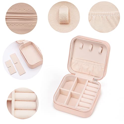 VOMNA Mini Jewelry Travel Case,Small Jewelry Box,Traveling Jewelry Organizer,Portable Jewellery Storage Holder for Rings E...