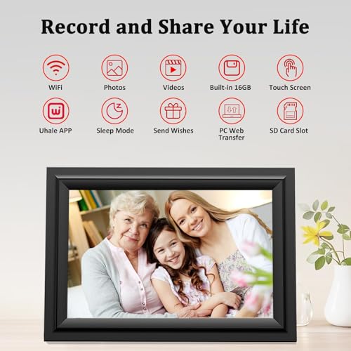 SAMMIX Digital Picture Frame 10.1 Inch WiFi Digital Photo Frame Electronic, IPS Touch Screen, 16GB, Tabletop&Wall-Mounted,...
