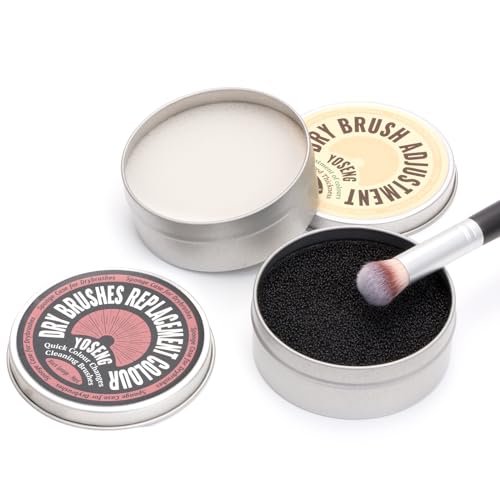 Yoseng 2 Pack Dry Brush Cleaner Sponge for Makeup & Art - Dual Texture Palette (White Soft/Black Hard) | Reusable Color Sw...