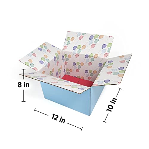 Great Papers! GiftIn Corrugated Shipping Box, Balloon Design, Care Package, for Gifts, Small Business, Weddings, and Class...