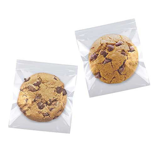 SUREHOME Cookie Bags Cellophane Clear Individual Treat for Cookies, 5x6 Inch Gift Giving Packaging, 100PCS Plastic Self Ad...