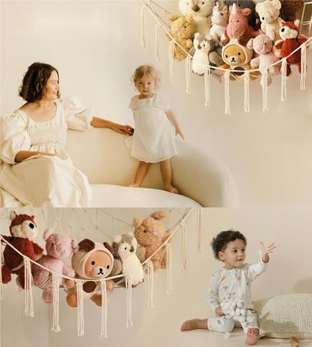 Stuffed Animal Storage Hammock or Net Corner - Large Toy Hammock Net for Stuffed Animals Room Decor - Cute Stuff Animal Or...