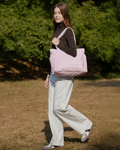 BAGSMART Tote Bag for Women, Lightweight Puffy Tote Bag with Compartments Shoulder Bag Handbag for Travel, Work, Gym | Lig...