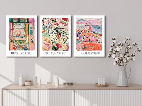 Wieco Art Canvas Wall Art 3 Piece Henri Mattise Art Abstract Colorful Matisse Posters Canvas Prints for Wall and Home Offi...