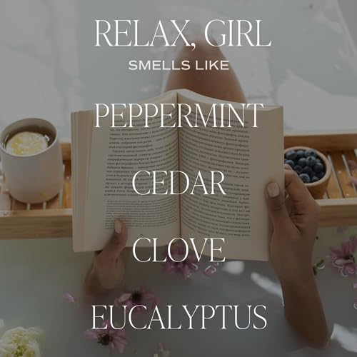Sweet Water Decor Relax Girl, Peppermint, Cedar, Clove, and Eucalyptus Scented Soy Wax Candle for Home | 9oz Clear Jar, 40...