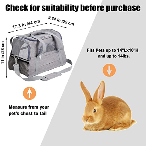 kathson Rabbit Travel Carrier Bag Airline Approved Pet Pocket Breathable Mesh Window Portable Hand Bag with Locking Safety...