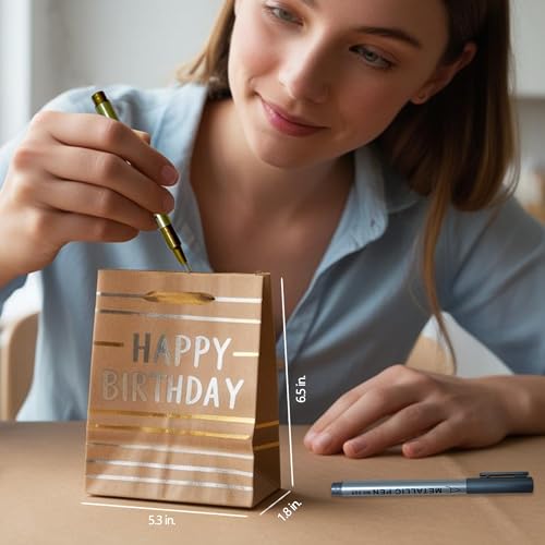 SOHOMEG DIY Gift 6-Set Packaging kit-Includes:Kraft Paper Bag,Metal Pen,Wrapping Paper,Box,tag,Pull Bow,Ribbon,Tape,Clip,S...