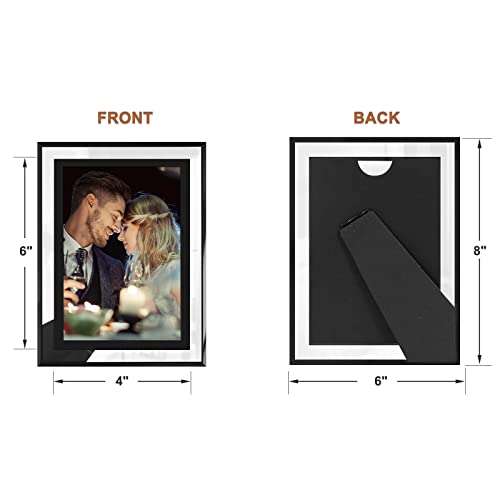 IZIDDO 4x6 Picture Frames Set of 2, Black Glass Photo Frame, Only for Tabletop Display, Gift Picture Frame, Horizontally o...