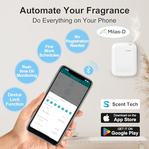 Waterless Essential Oil Diffuser for Home and Commerical, Aromatherapy Diffuser for Large Rooms Up to 1500 sqft, Bluetooth...