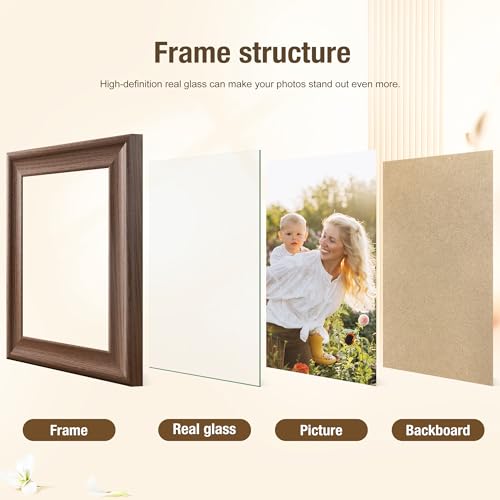 PEALSN 5x7 Picture Frame with Real Glass Front and Black Backboard, Wall Gallery Photo Frames for Wall Mounting or Tableto...