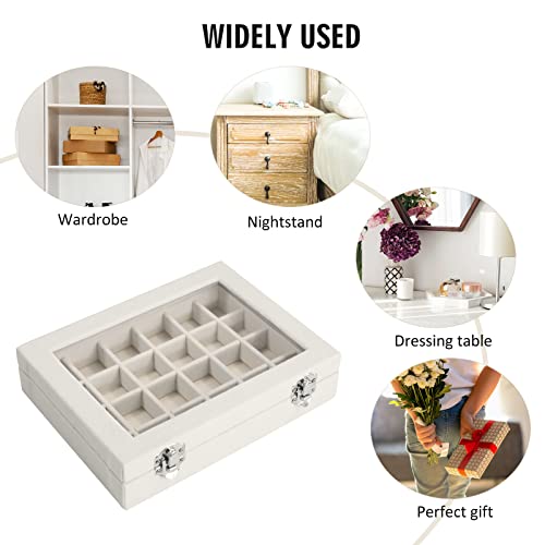 Vicoter Velvet Jewelry Box 24 Grid Jewelry Ring Display Organiser Box Tray Holder Earrings Storage Case for Girls Wife Mom...
