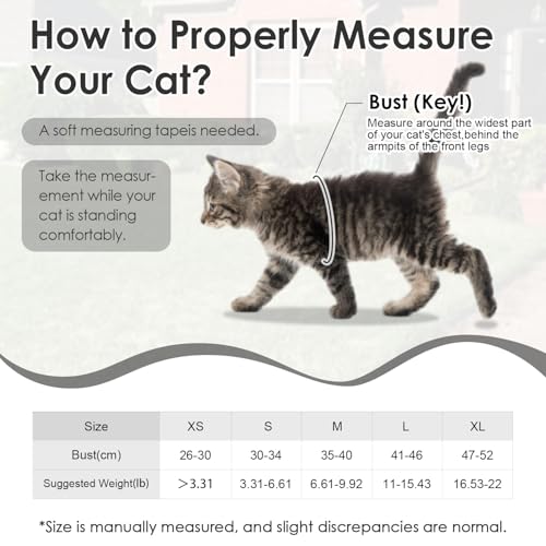 Cat Harness and Leash Set Escape Proof, Adjustable Leash & Breathable Mesh Vest with Reflective Strips & Flower, (S)