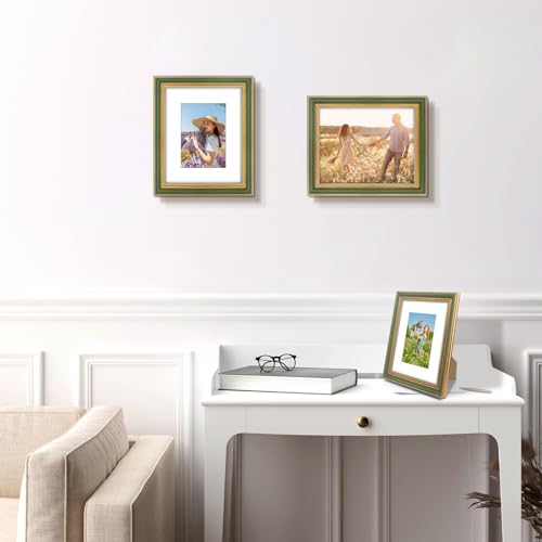 Golden State Art,8x10 Ornate Picture Frame for 5x7 Photo with Mat or 8 x 10 Prints Without Mat, Real Glass Wall & Tabletop...