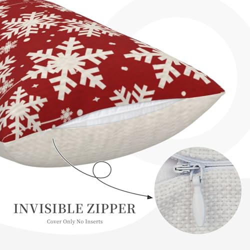 NIDITW Happy Winter Have Yourself A Merry Little Christmas Beautiful Snowflakes Waist Lumbar Red Cotton Burlap Linen Throw...