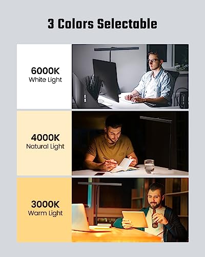 SUPERDANNY LED Desk Lamp for Office Home, Eye-Caring Desk Light with Adjustable Gooseneck, 12W Touch Control Dimmable Brig...