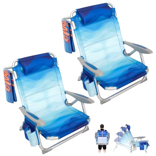 #WEJOY Beach Chair for Adults, Reclining Adjustable Position,Lay Flat Lightweight Folding Portable Aluminum Chair with Bac...