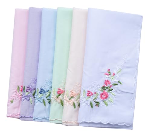 La closure Vintage Floral Cotton Embroidered Ladies Handkerchiefs Pack