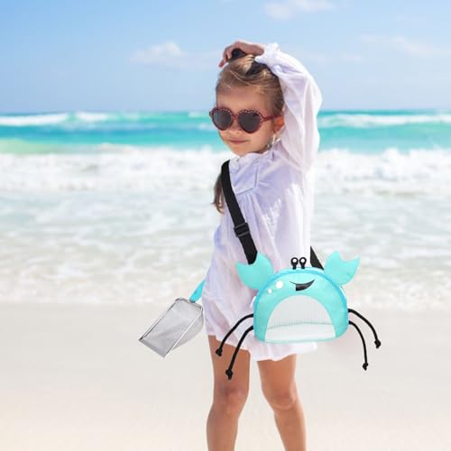 YOOLEETC 4PCS Beach Toy Mesh Shovel and Mesh Beach Bag Seashell Bag,for Sand Filter & Collect Shells,Sand Sifter Shell Col...