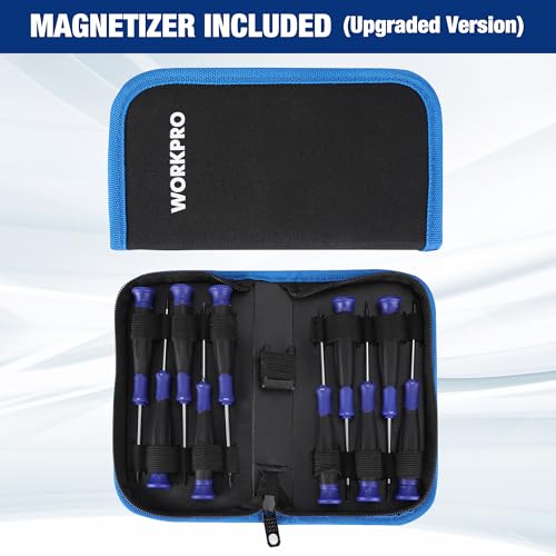 WORKPRO 10-Piece Precision Screwdriver Set with Pouch, Magnetic Small Screwdrivers with Phillips, Slotted, Torx Star, Mini...