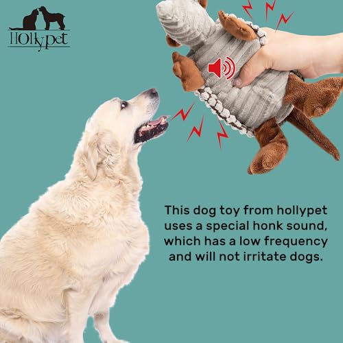 Hollypet Plush Dog Squeaky Toy Stuffed Armadillo Animal Pet Puppy Chew Toys with Clean Teeth for Small Medium Large All Br...