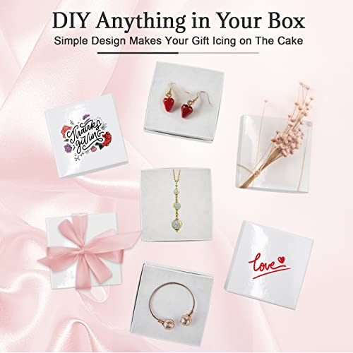 opaprain Cardboard Jewelry White Gift Boxes 20 Pack3.5×3.5×1 inches, its apply to displaying necklaces, rings, bracelets, ...