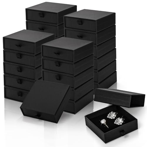 WRINGKIT 24 Pack Jewelry Gift Boxes, 3.5x3.5x1.2 Inch Cardboard Jewelry Packaging Box with Lid, Small Storage Display Case...