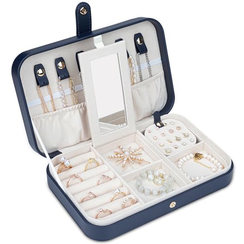 V-LAFUY Small Jewelry Box, Travel Jewelry Case Portable Jewelry Boxes for Women, 2-Layer Jewelry Travel Organizer, Gift fo...
