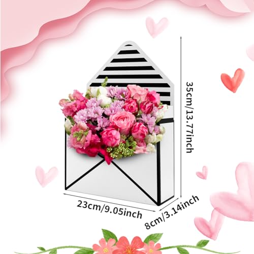 Boerni Florist Bouquet Envelop Box,4 Pack Folding Bouquet Flower Wrapping Boxes Black&White Style Envelope Basket Packagin...