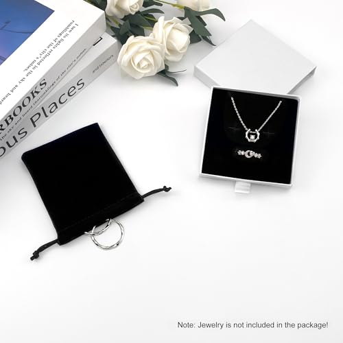 Small Jewelry Gift Box and Velvet Bag, Necklace Bracelet Earring Cardboard Organizer Square Jewellery Gift Box Pendent Sto...
