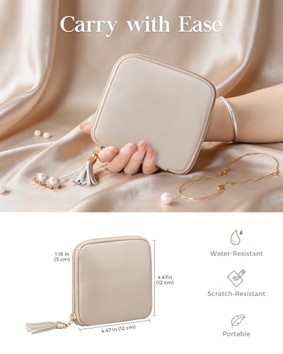 Lolalet Travel Jewelry Case Organizer, Small Jewellery Pouch with Compartments for Storage, Soft Velvet Bag for Traveling ...