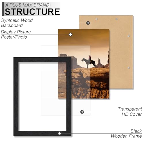 A PLUS MAX 8.5x11 Picture Frame Set of 2, Black Engineered Wood Frame for 8.5 x 11 Inch Picture Poster Photo, Light Weight...