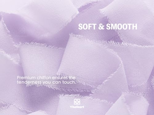 Vitalizart Lavender Purple Chiffon Silk Ribbon 1" x 21 Yd Fringe Fabric Package (3 Rolls * 7 Yd) for Wedding Invitations B...
